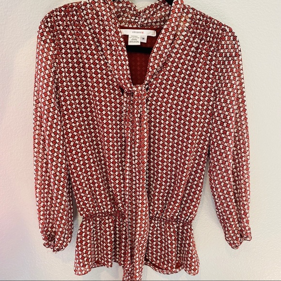 Studio M Lined Front Tie Peasant Blouse NWT - Picture 4 of 7